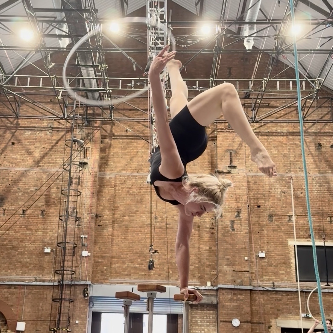 Handstand with hoops